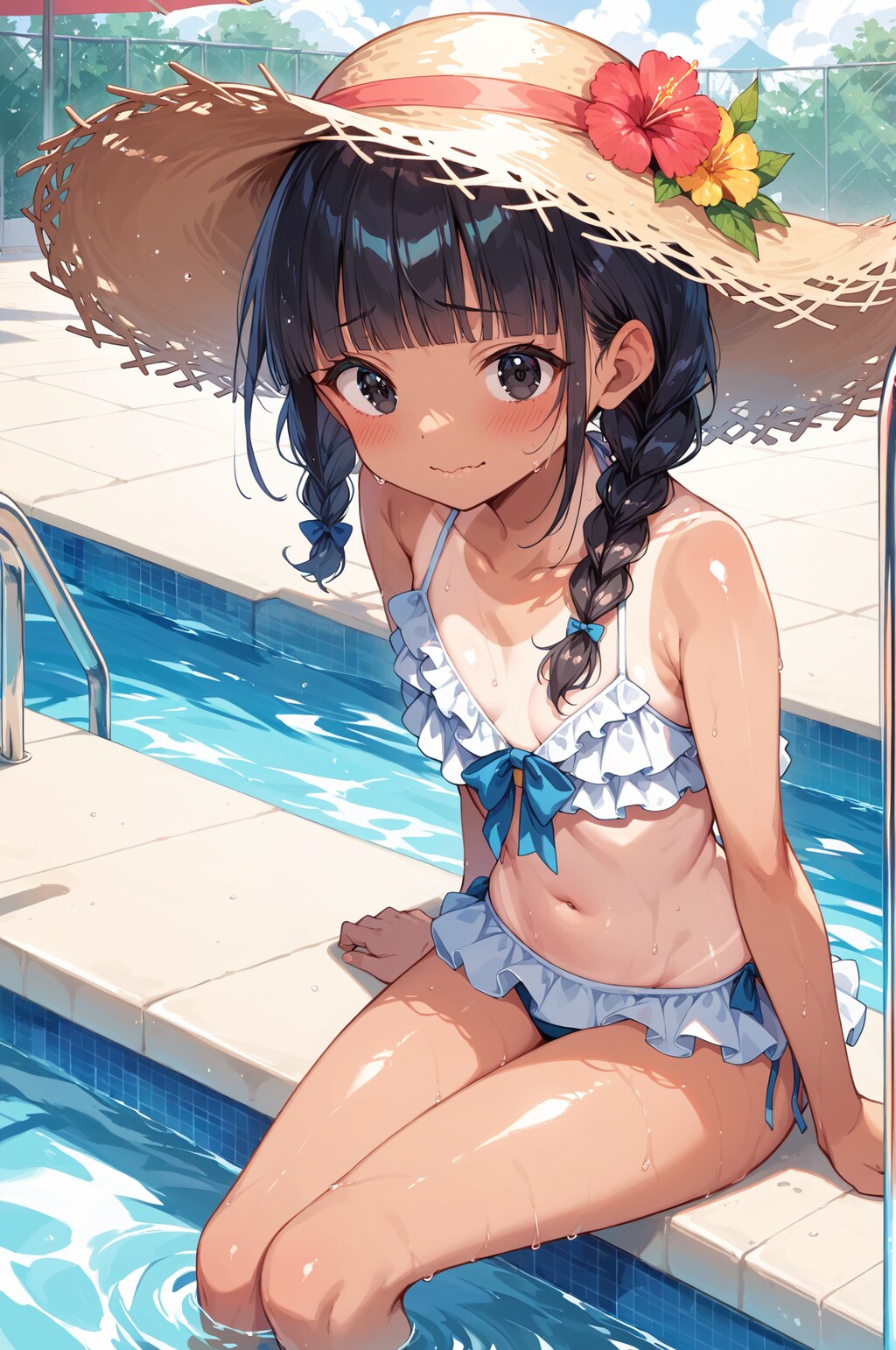 スク水日焼け跡ちゃん（三つ編み）