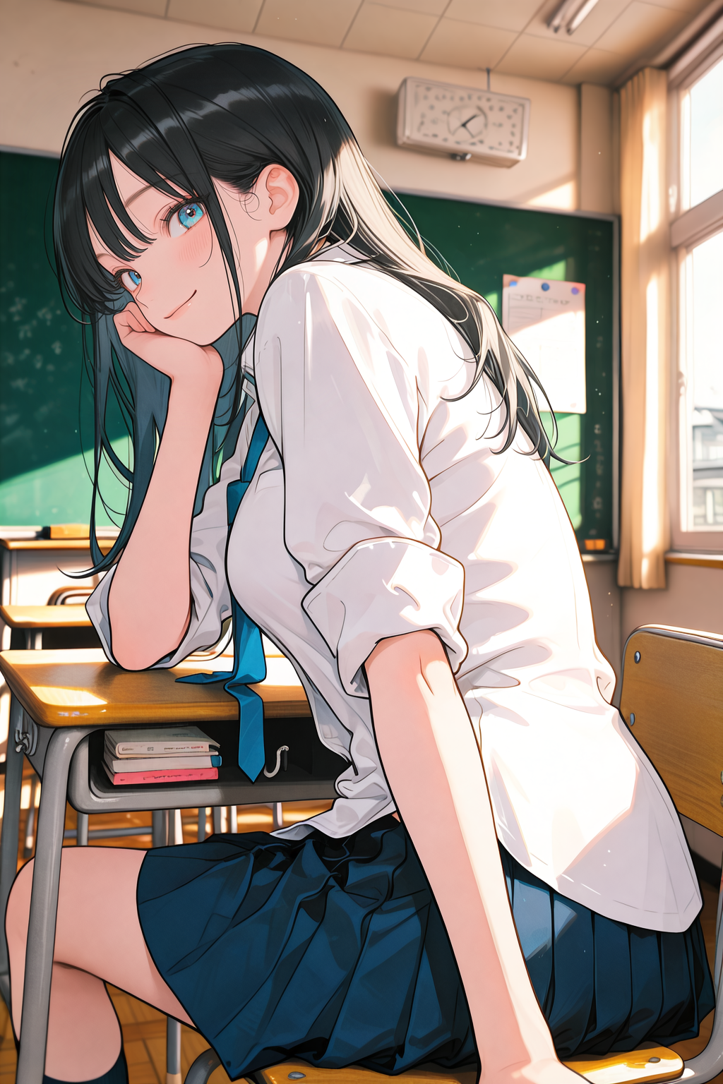 裾だしシャツの女の子