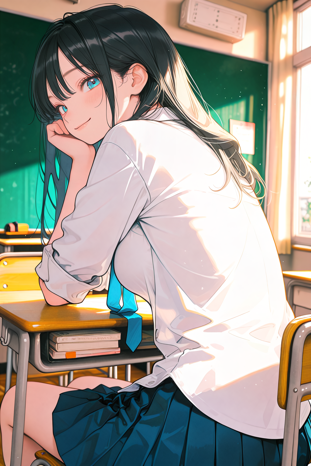 裾だしシャツの女の子