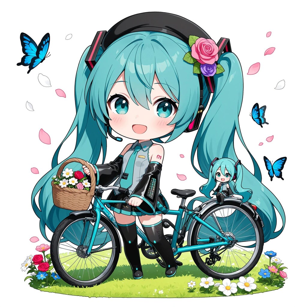 初音ミクと自転車