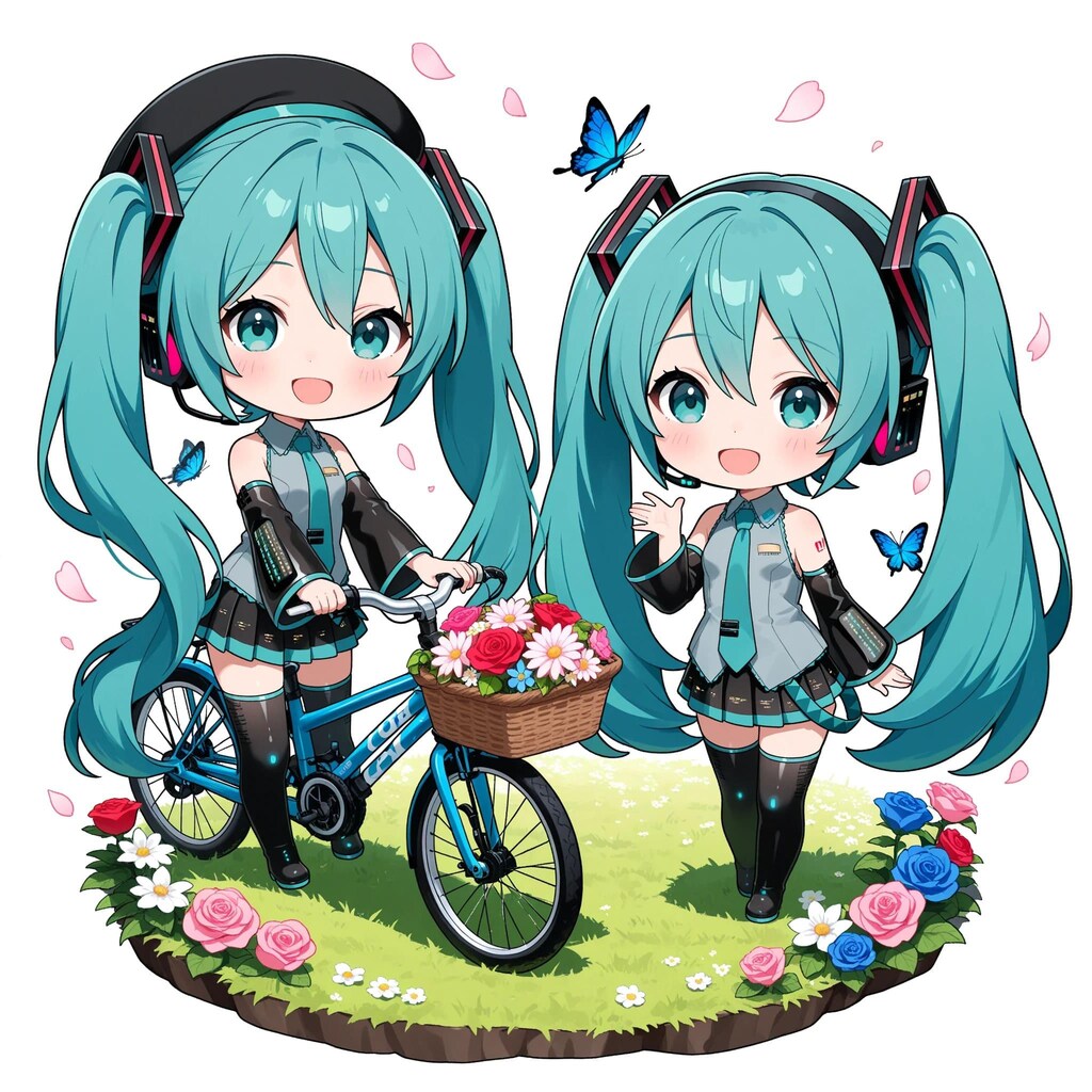 初音ミクと自転車