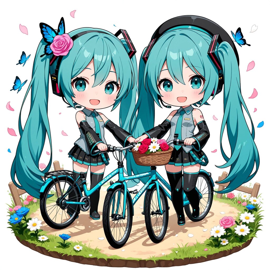 初音ミクと自転車