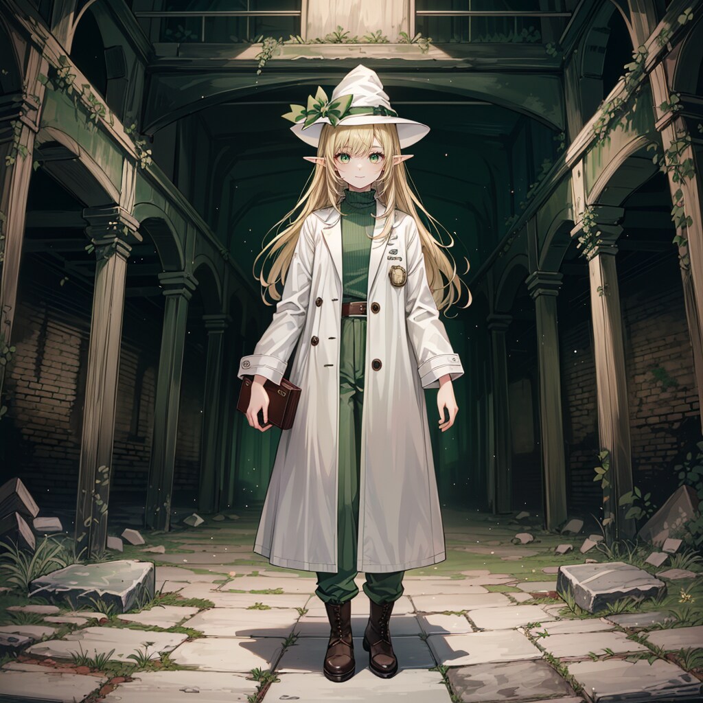 考古学者衣装のエルフ魔女