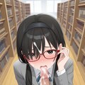 図書館フェラ 顔射 4枚目