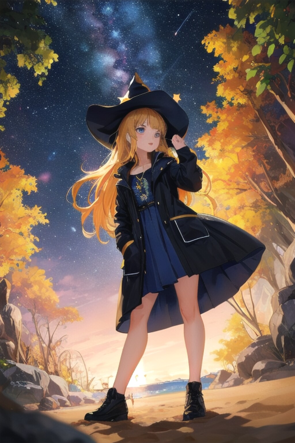 砂浜の魔女と星空