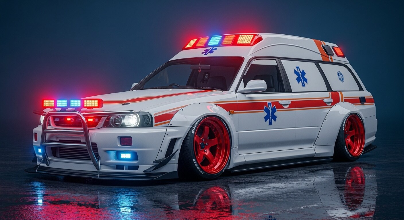 スカイラインワゴン救急車のドリ車　R34 | の人気AIイラスト・グラビア