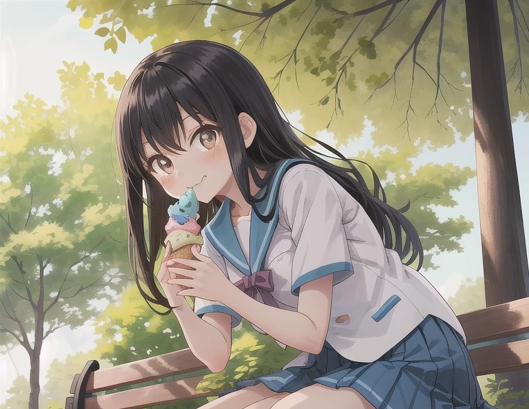 黒髪ロングでセーラー服の少女６４ | の人気AIイラスト・グラビア