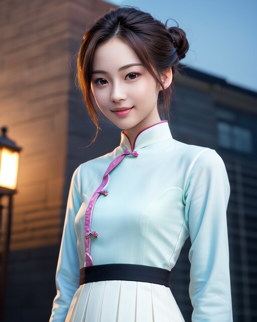お団子ヘアとアオザイ