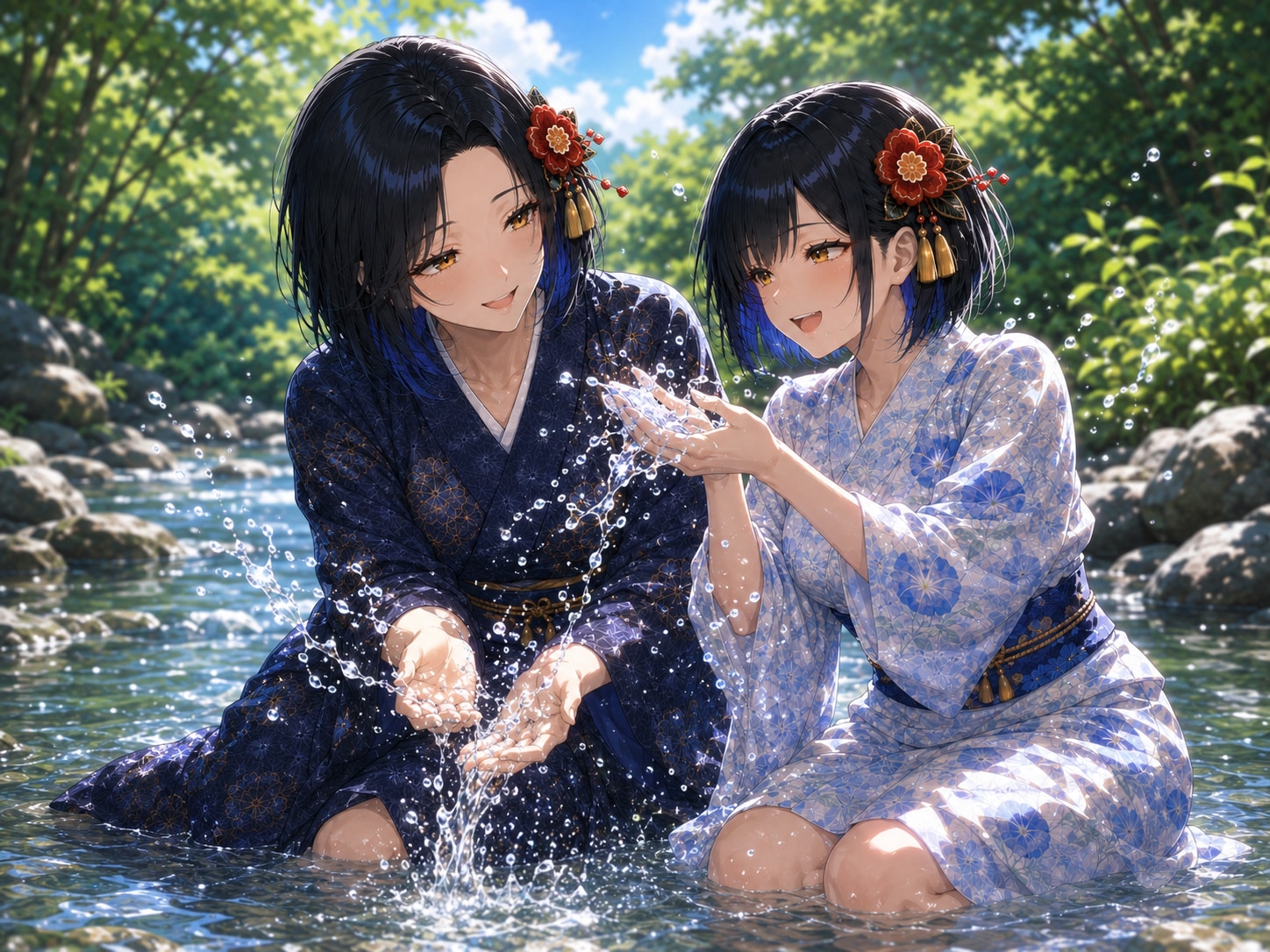 夏の川辺で過ごす親子のひととき― 変わらぬ夏の日 ―
