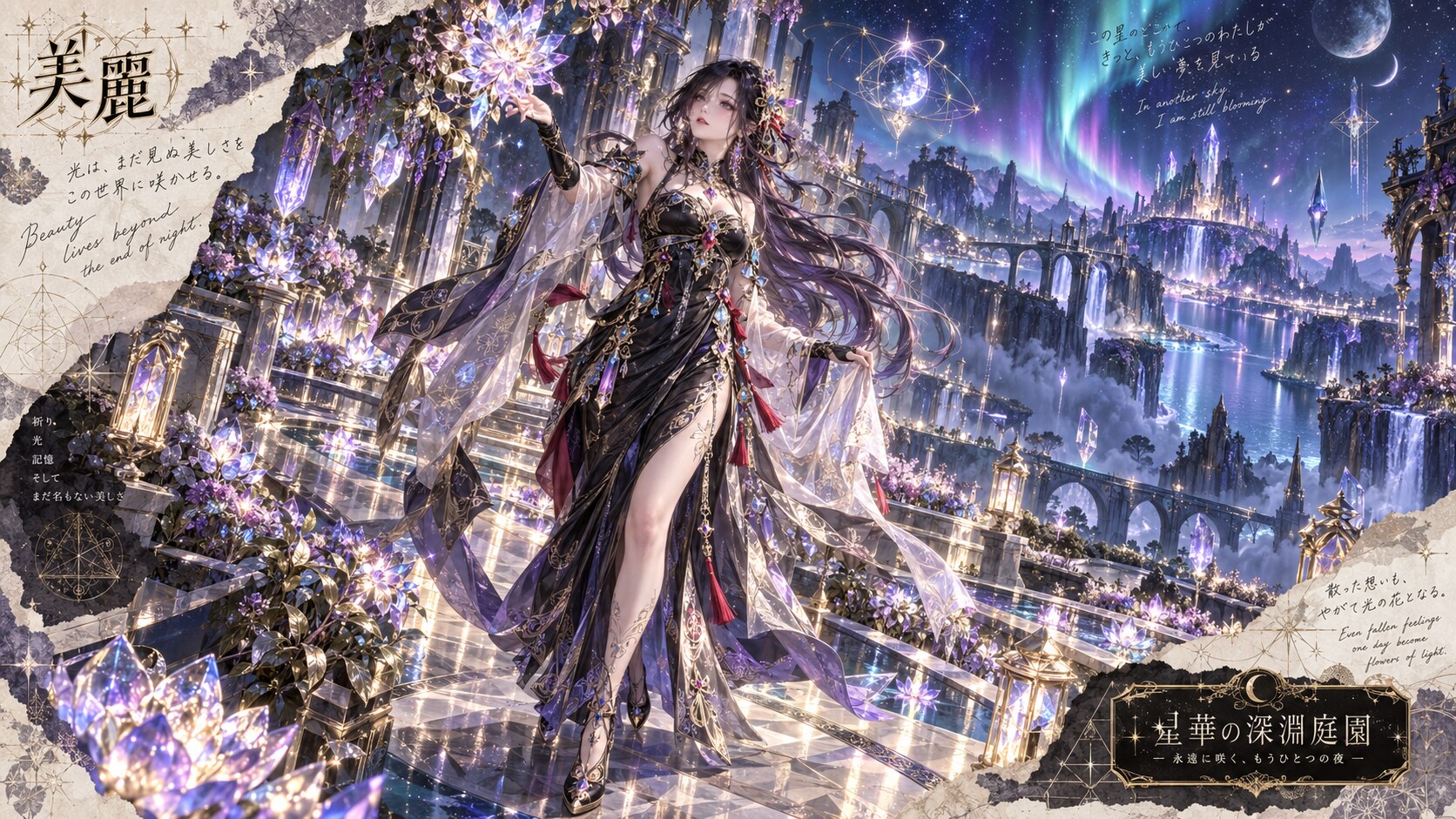 Garden of the Stellar Deep — Another Night That Blooms Forever  Beauty lingers beyond the end of nig | の人気AIイラスト・グラビア