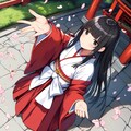 桜と戯れる巫女さん 2枚目