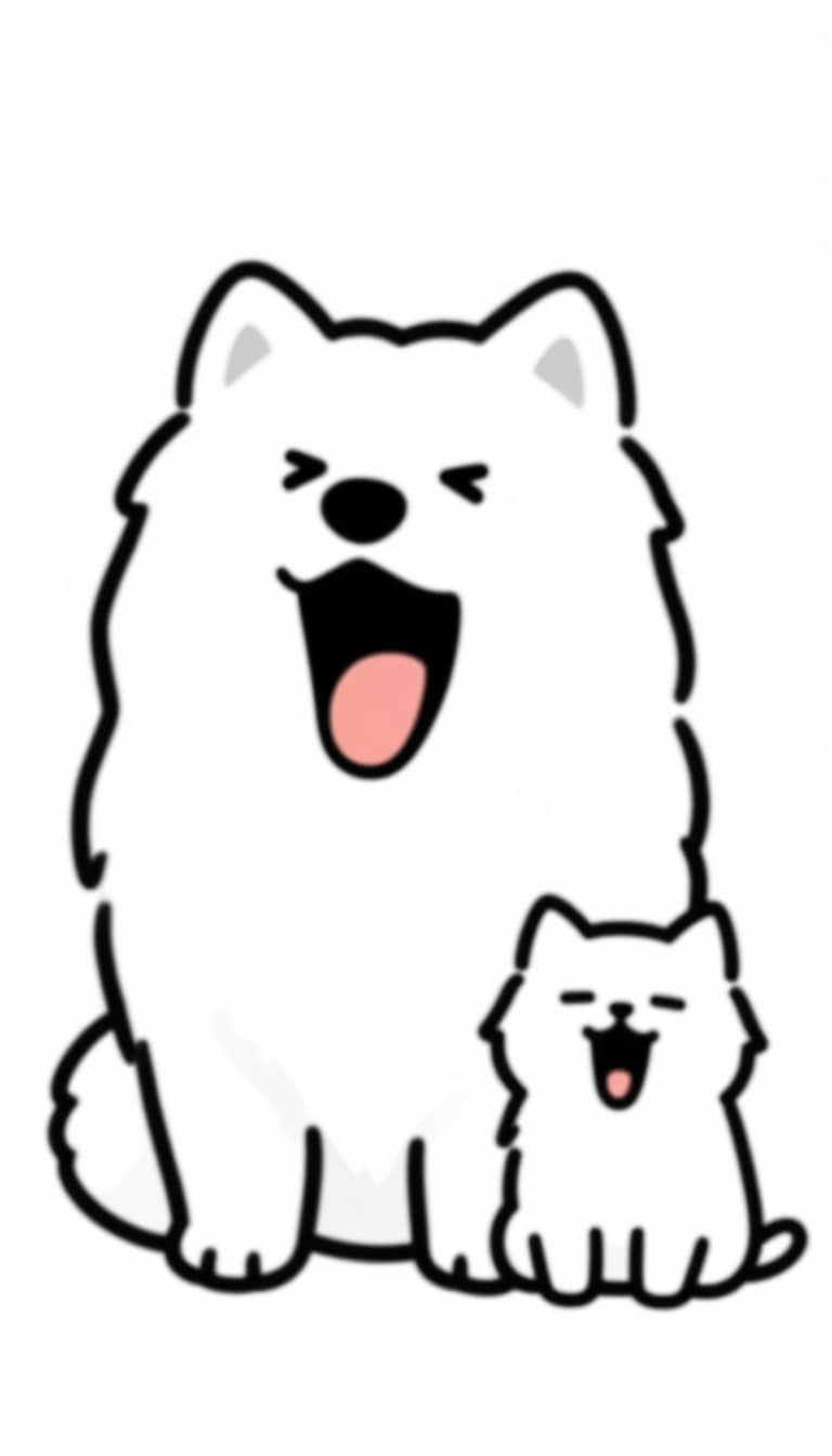 サモエドんと子猫さん　伝染するよね　欠伸って | の人気AIイラスト・グラビア