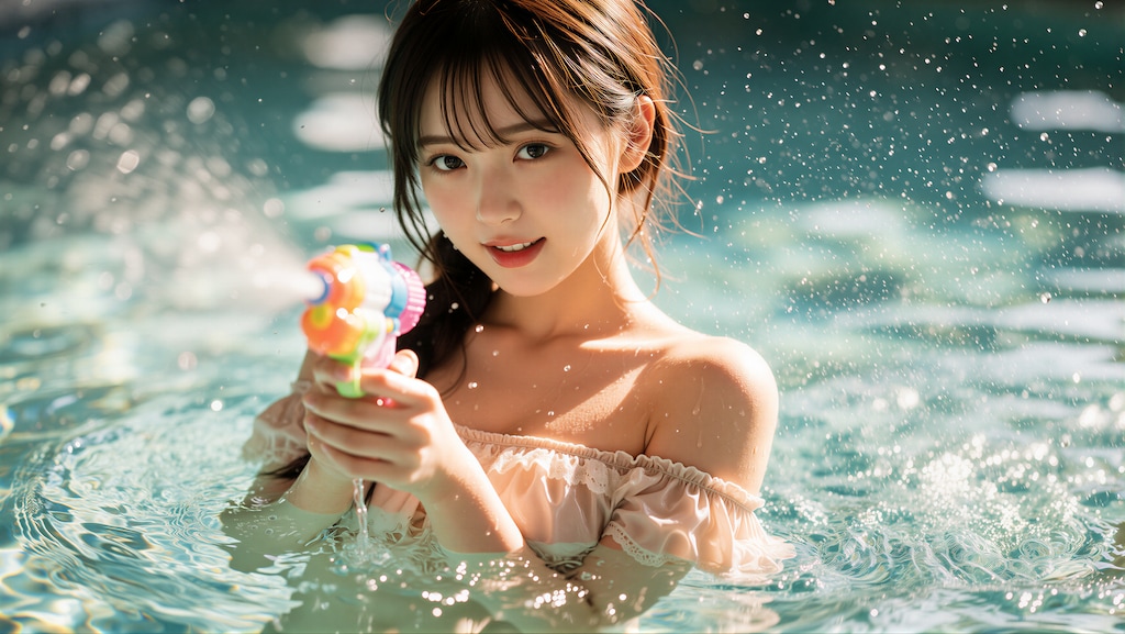 オフショルフリル水着 2
