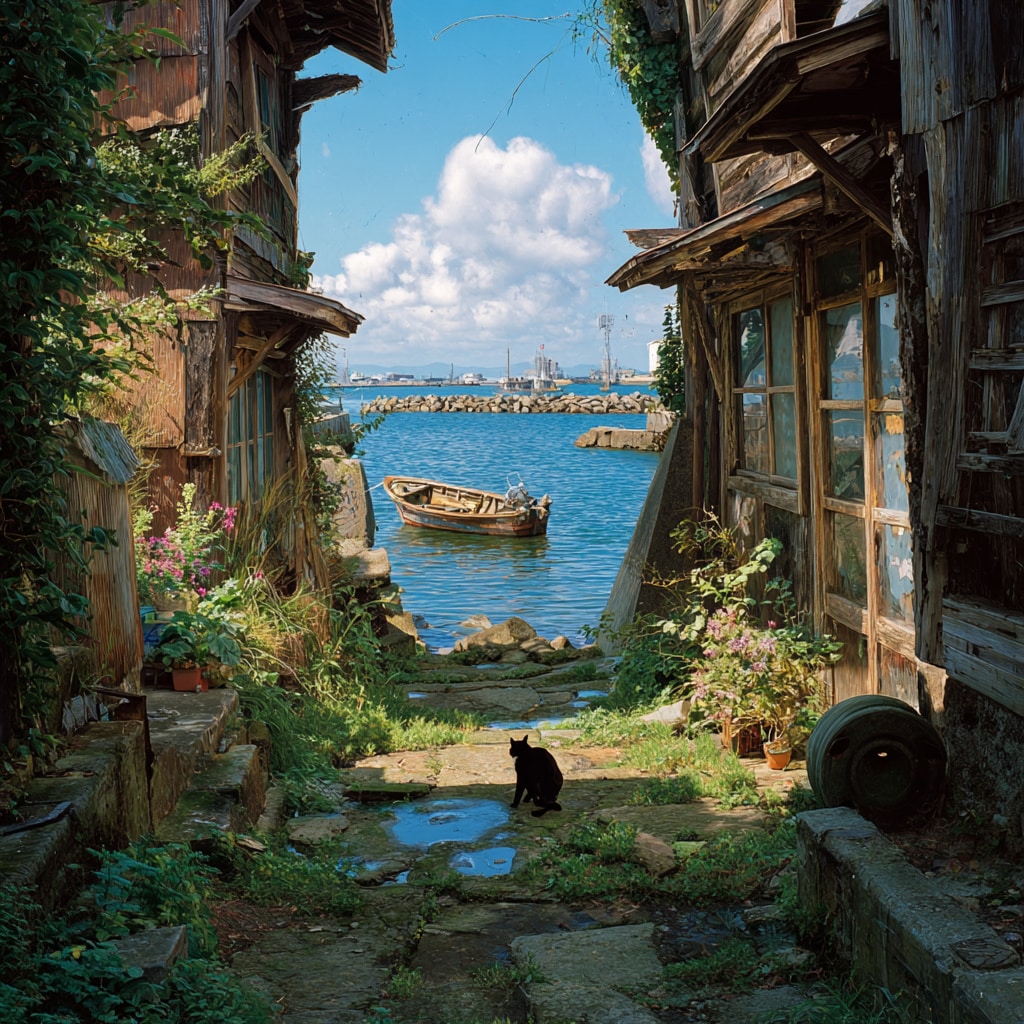 漁村の昼下がり