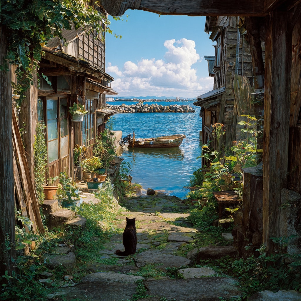 漁村の昼下がり