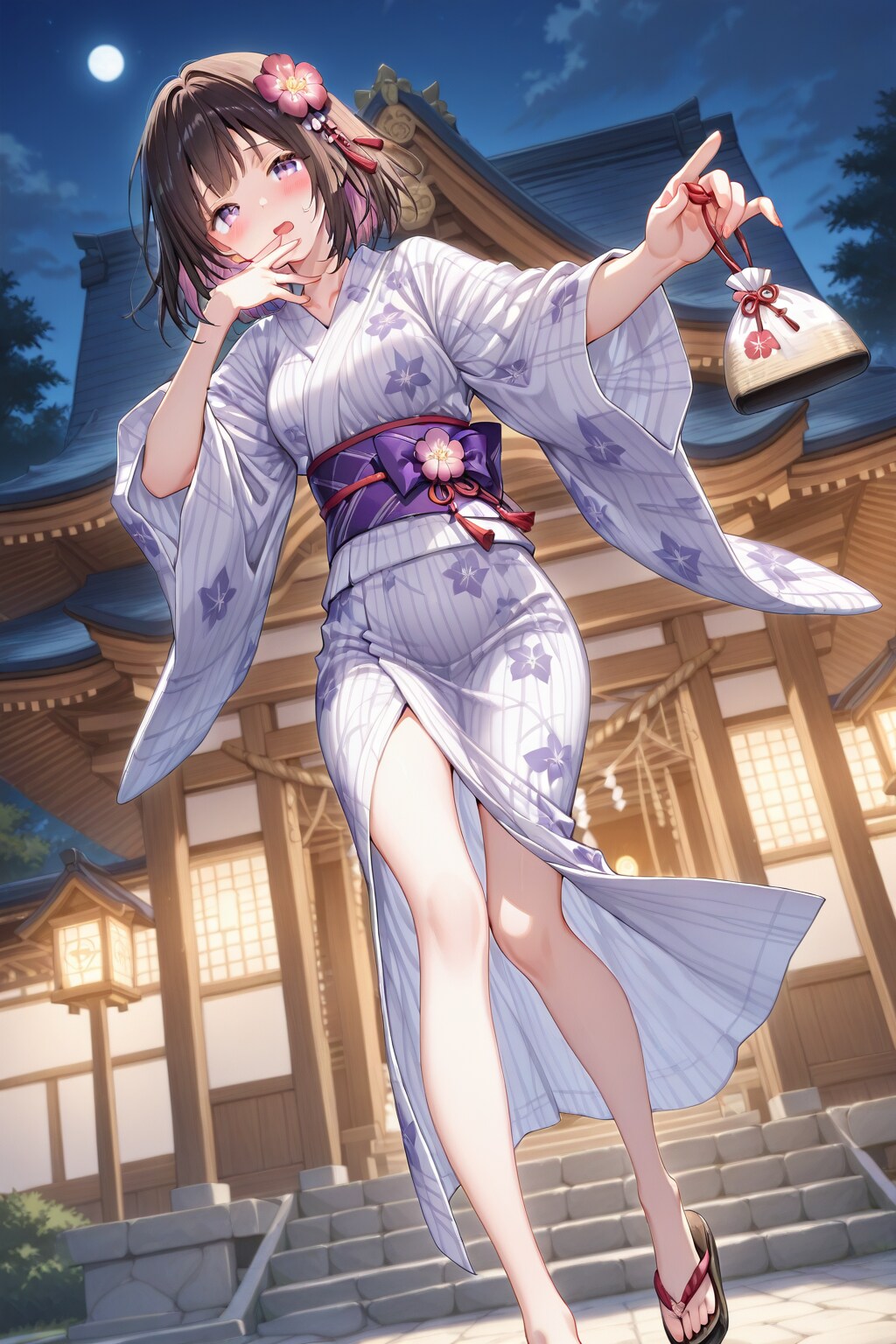 浴衣少女と神社参拝