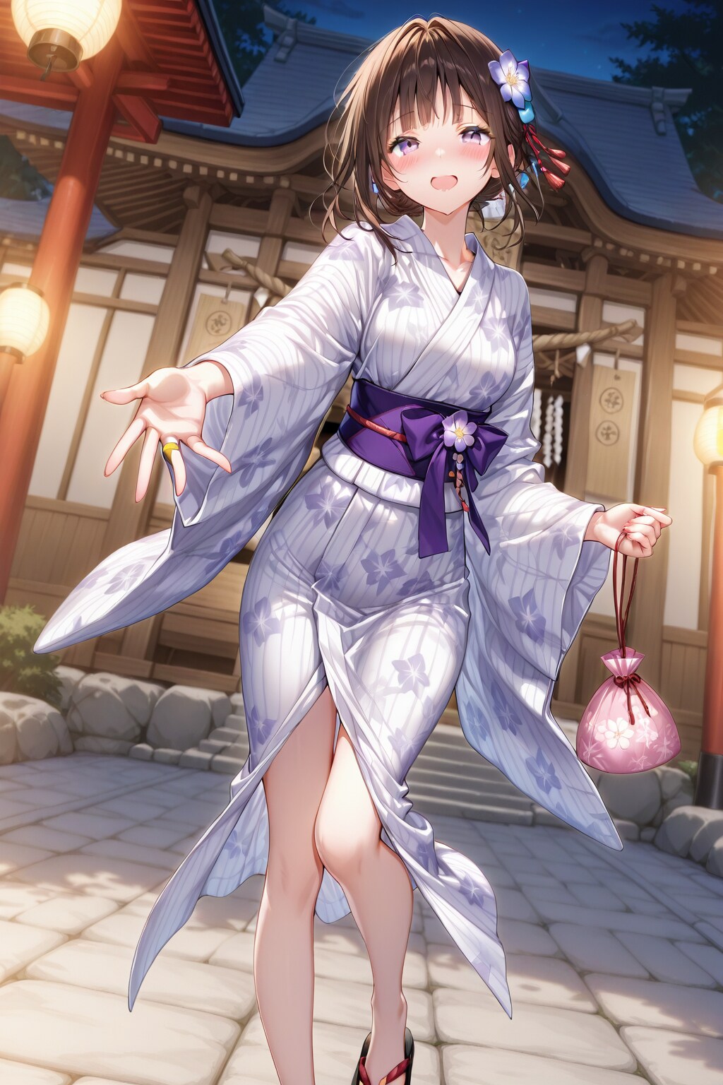 浴衣少女と神社参拝