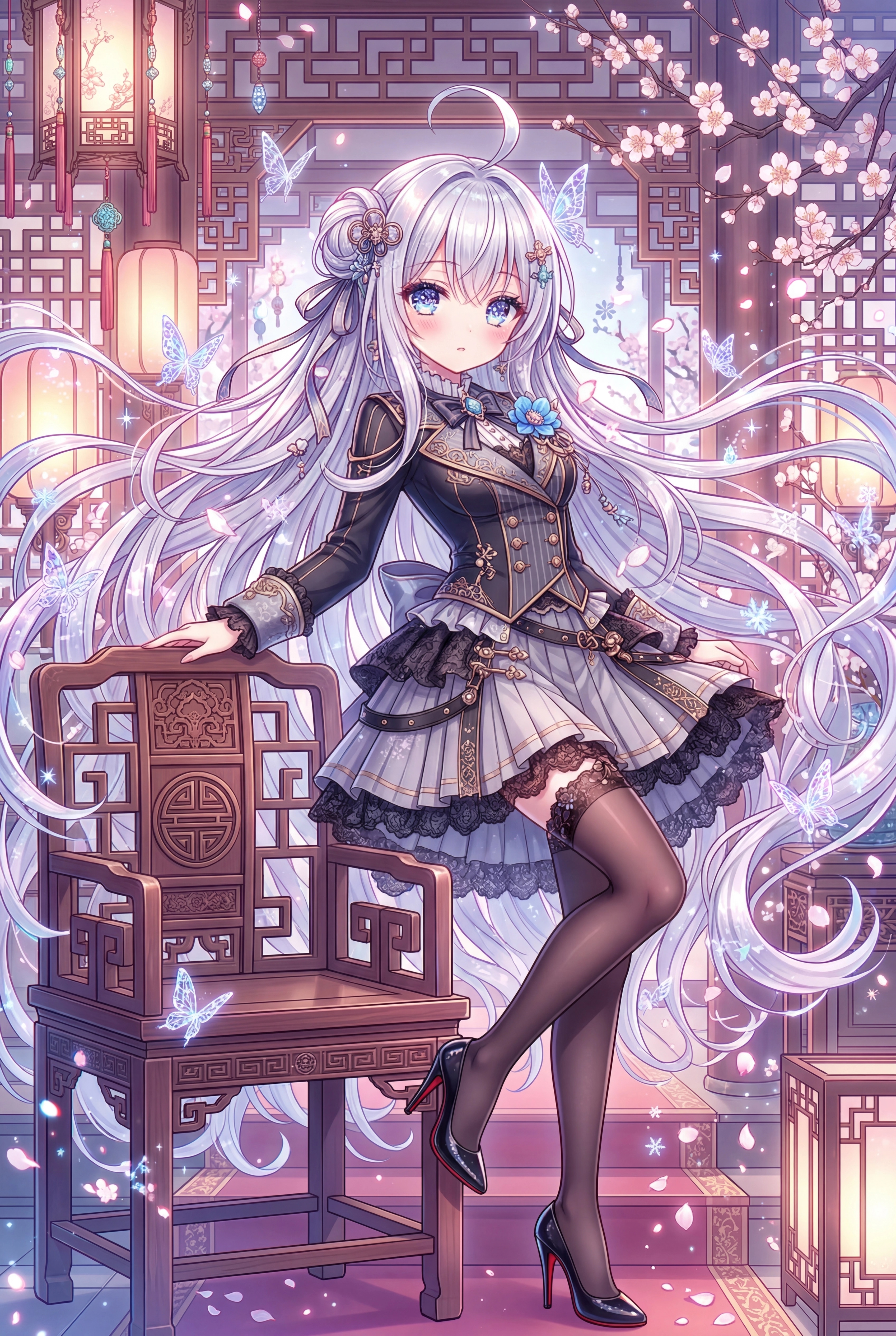 白銀の花と古雅なる静寂 | の人気AIイラスト・グラビア