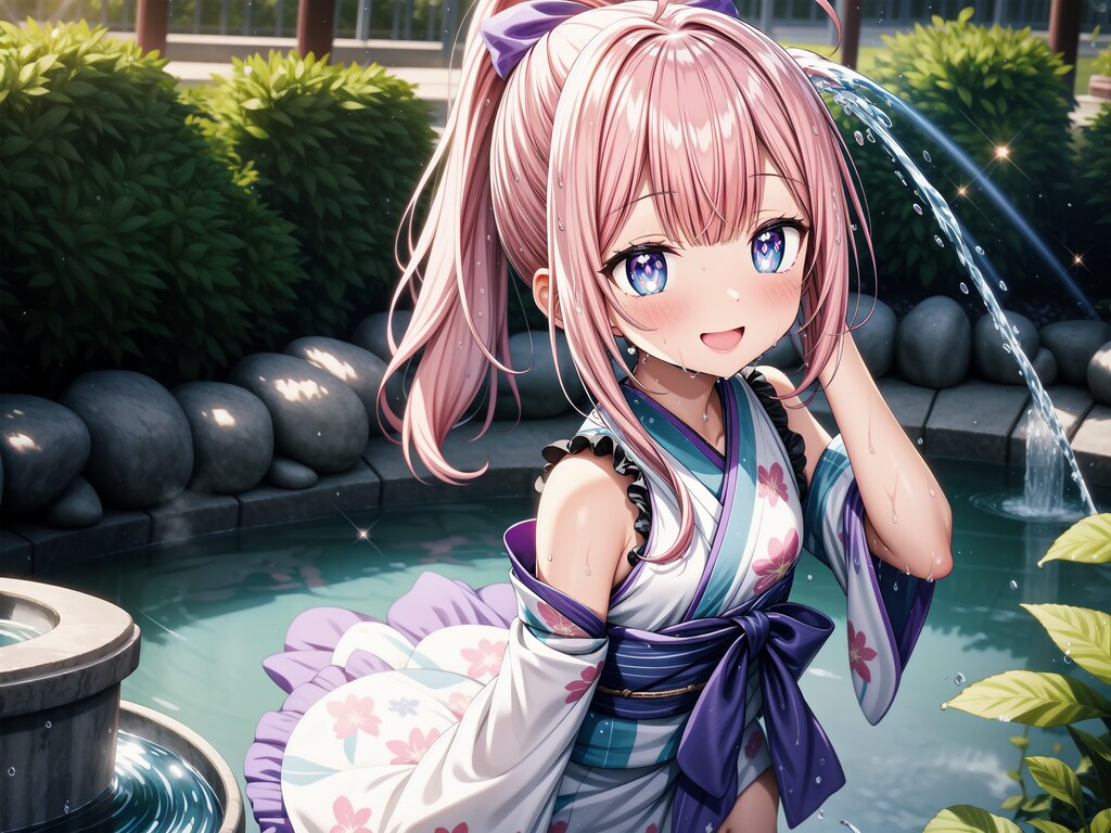 A girl playing with water