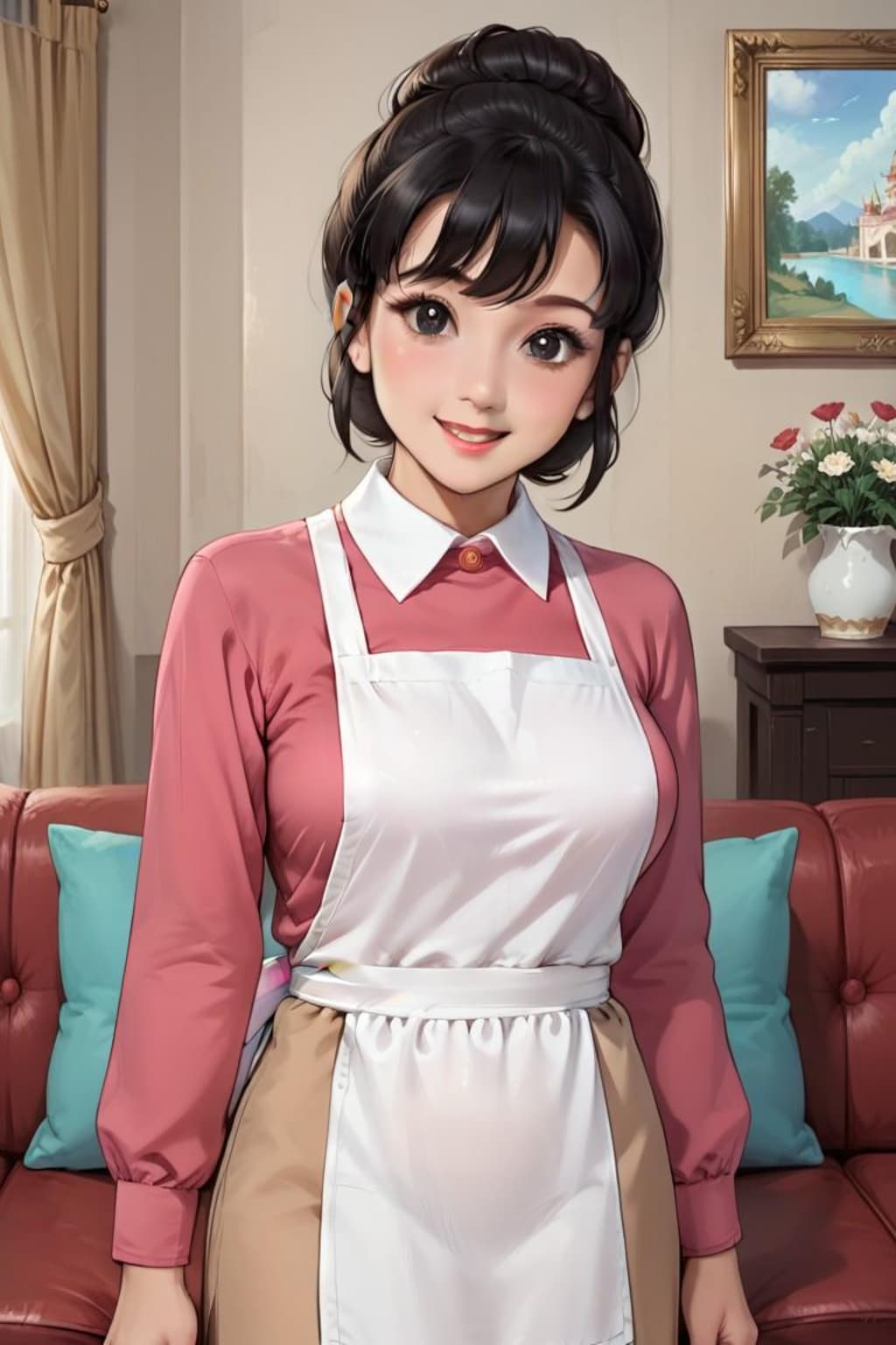 エプロン姿の友達のママ