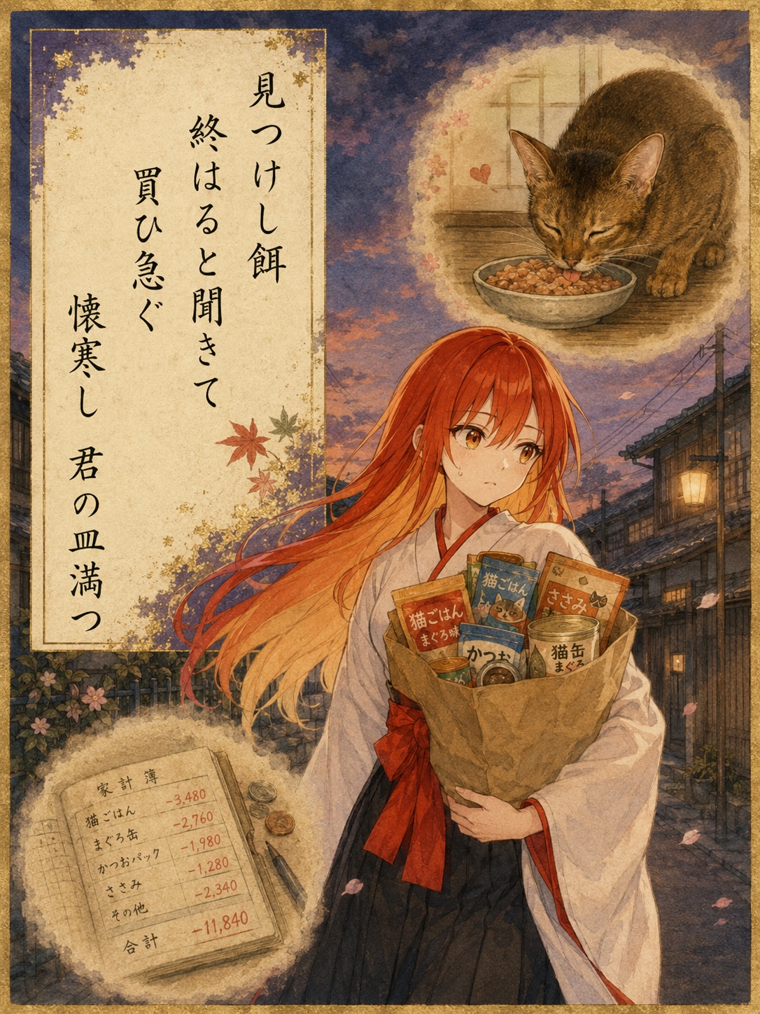 猫ちゃんと一緒　お気に入りの餌を買い占め | の人気AIイラスト・グラビア