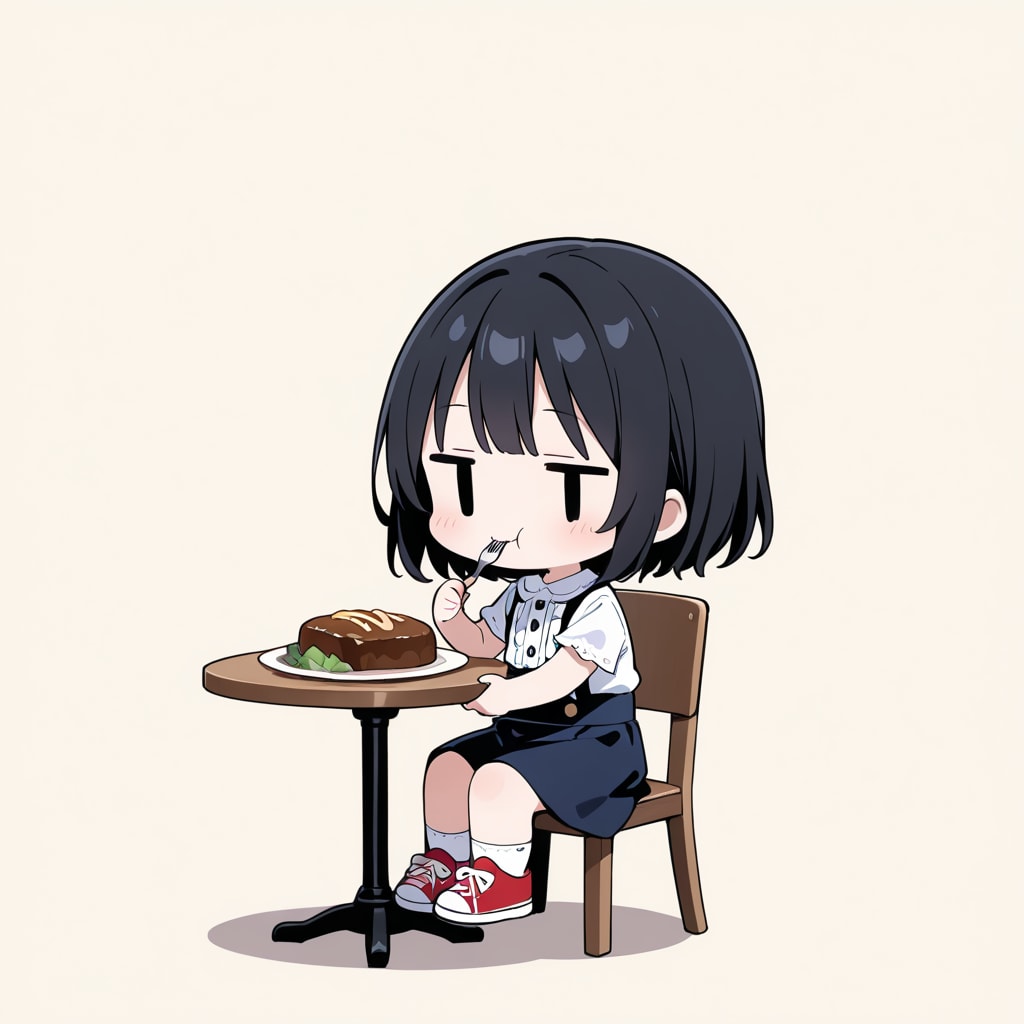 ハンバーグを食べる