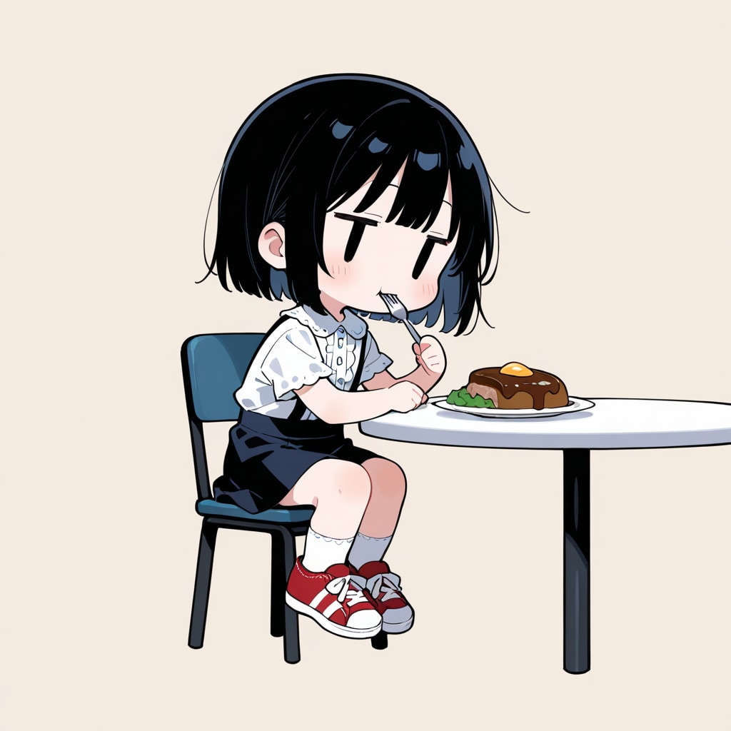 ハンバーグを食べる