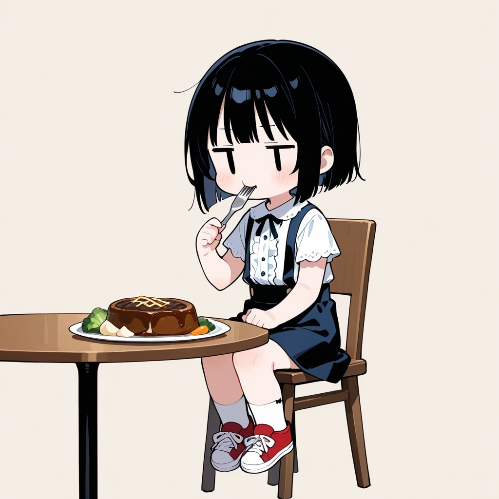 ハンバーグを食べる