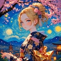ゴッホの筆致で描く春の芸者 2枚目