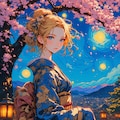 ゴッホの筆致で描く春の芸者 4枚目