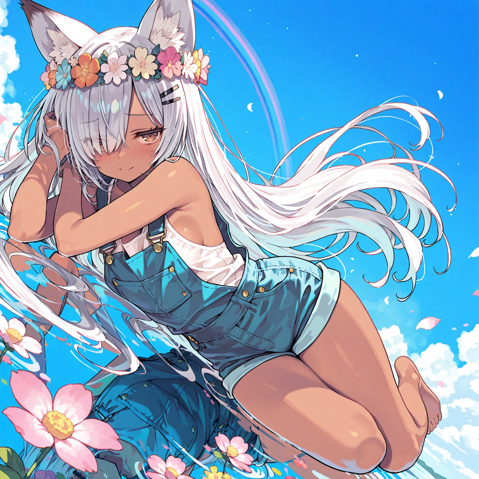 オーバーオールショーツ