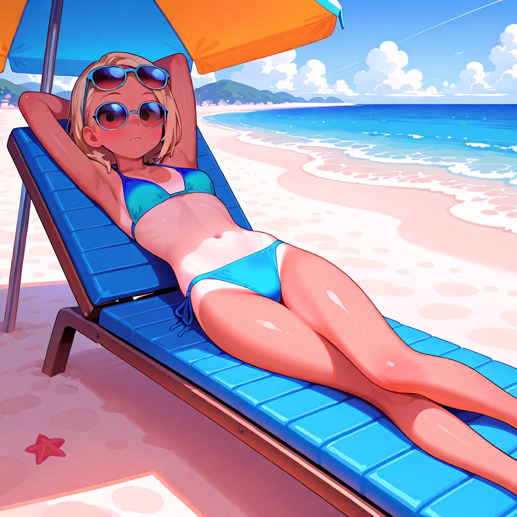 海辺で