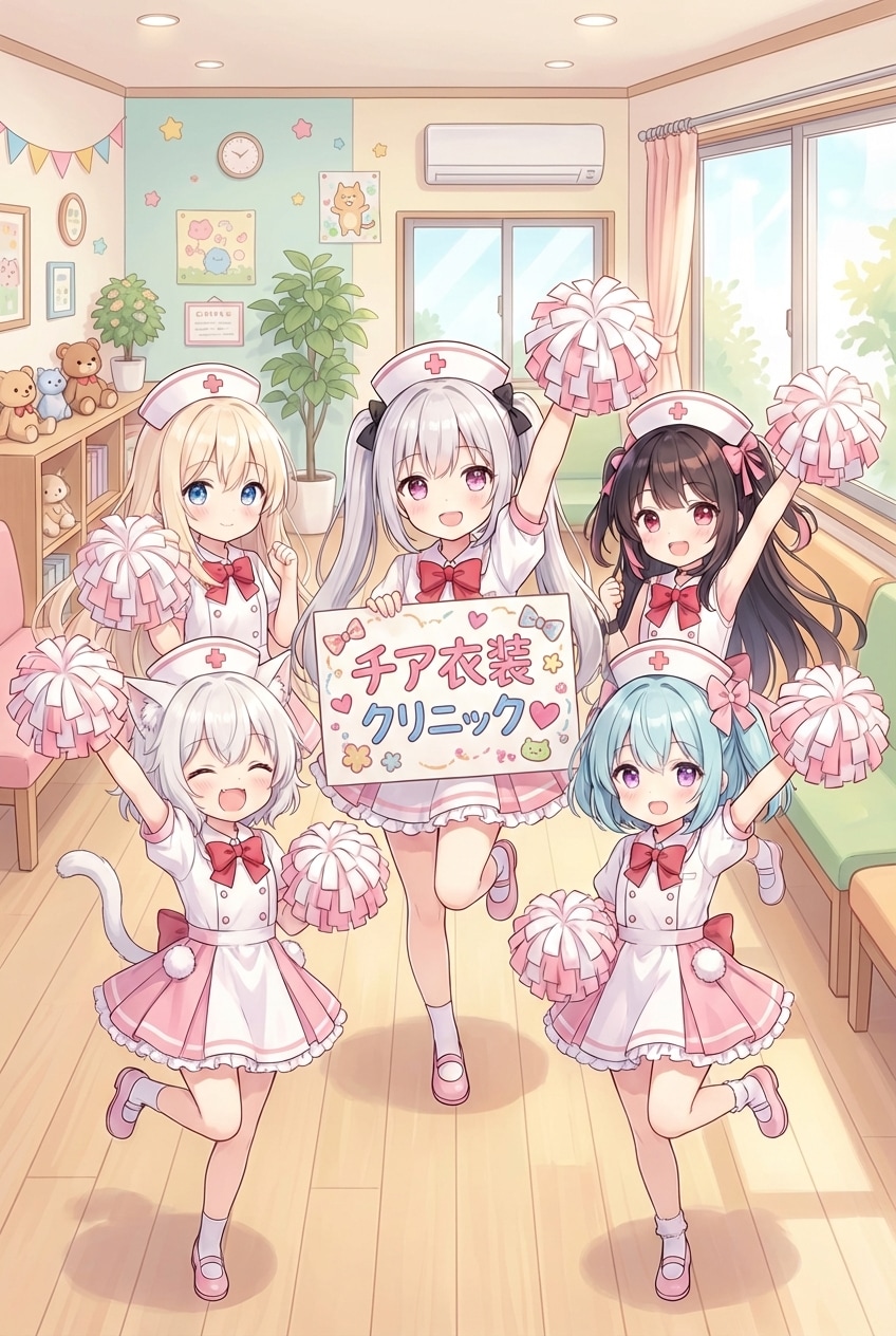 みんなでチア衣装クリニック❤️ | の人気AIイラスト・グラビア