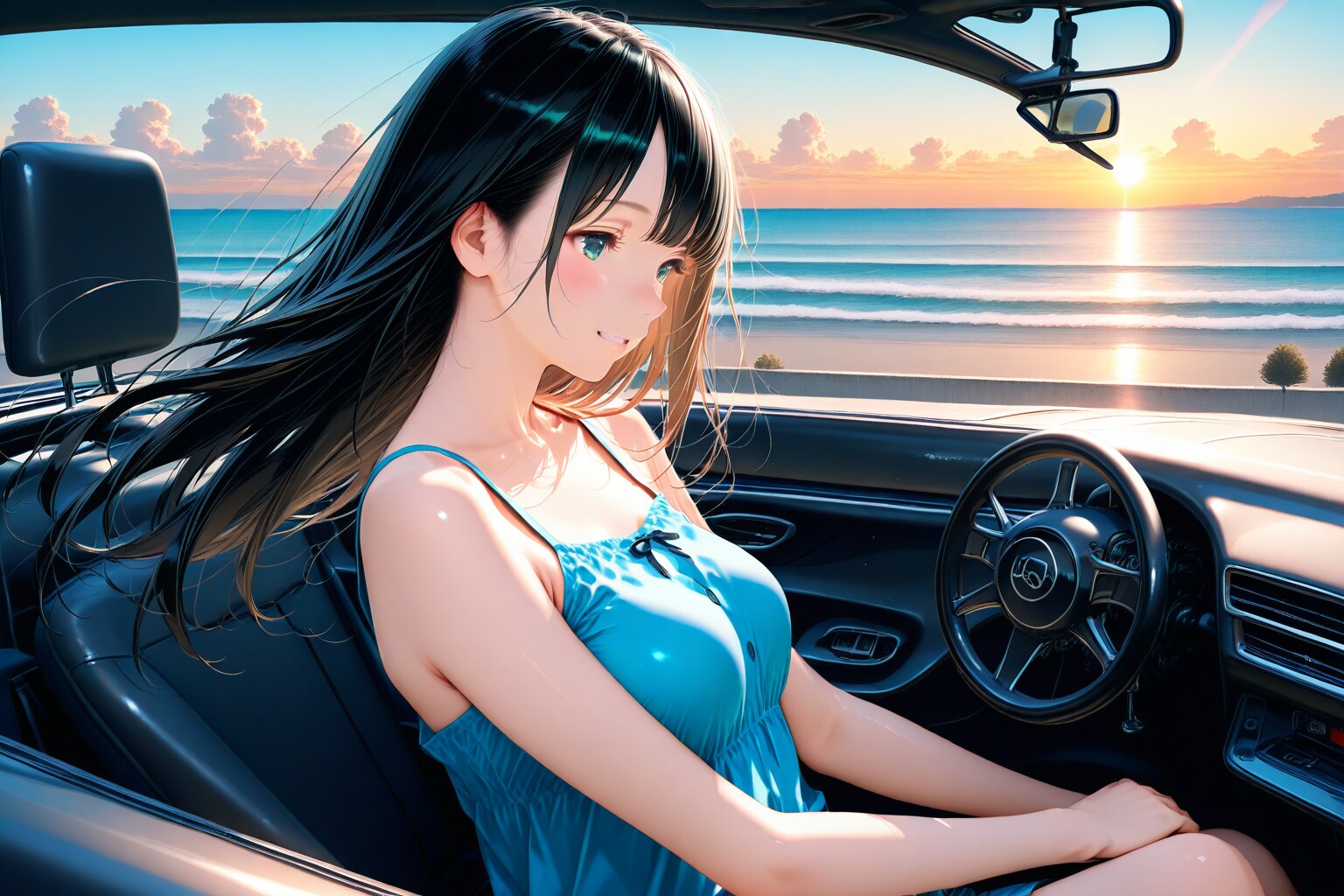 海辺のドライブ | の人気AIイラスト・グラビア