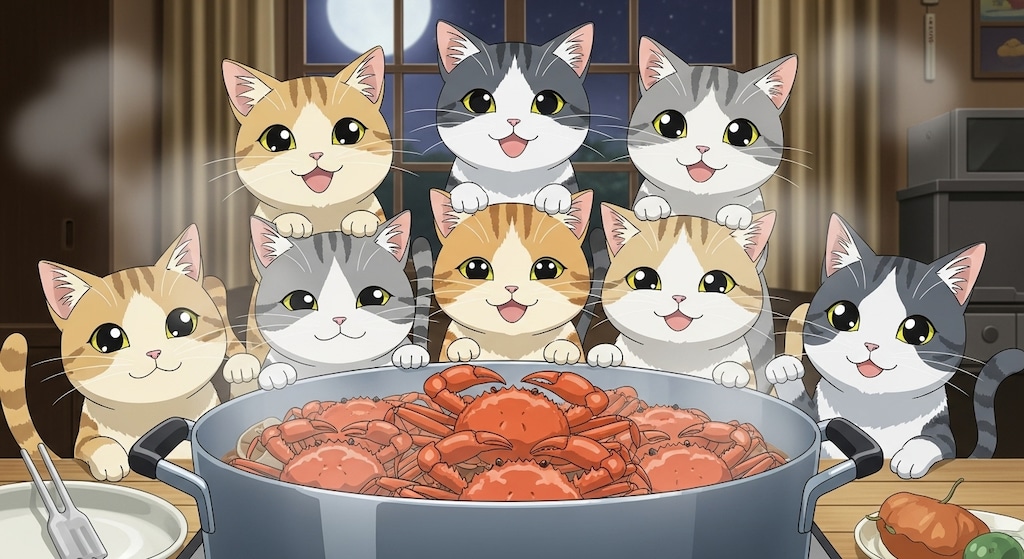 かにがいっぱいくえるんだな