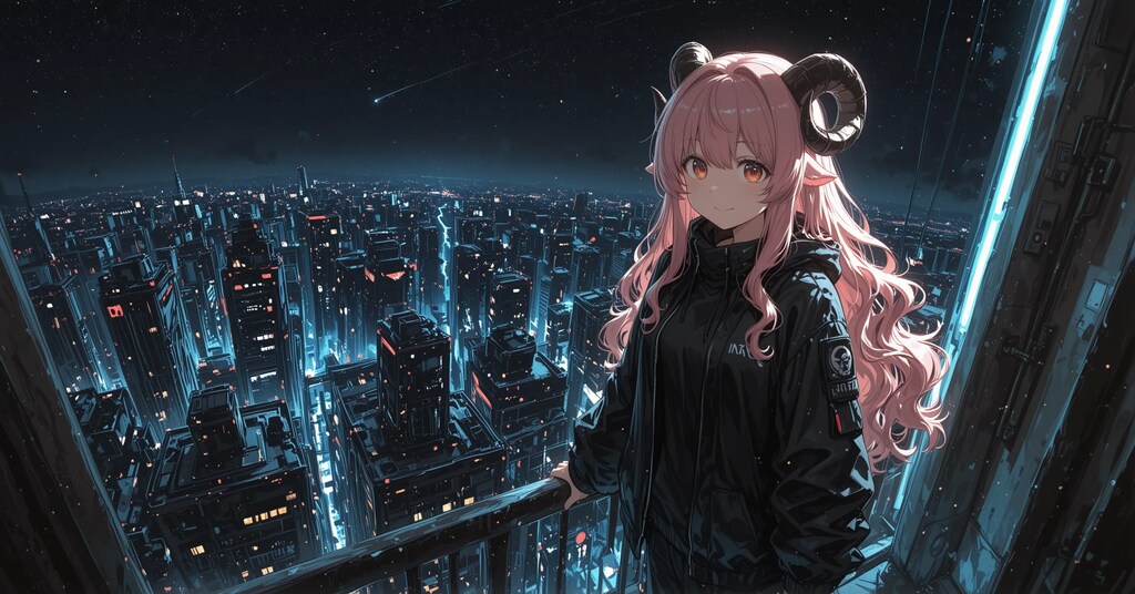 夜の街を見下ろして