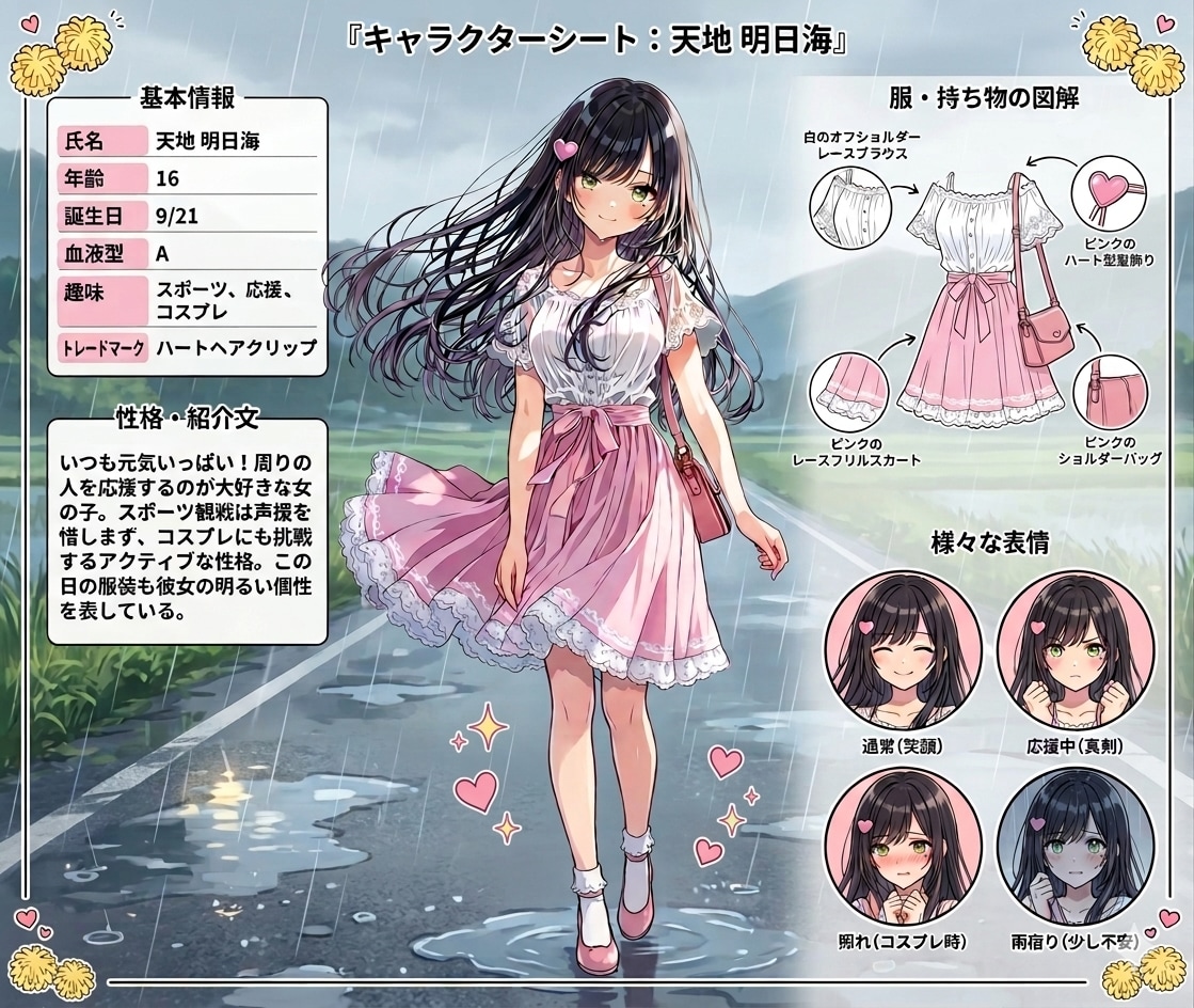 「天地明日海」キャラシート | の人気AIイラスト・グラビア
