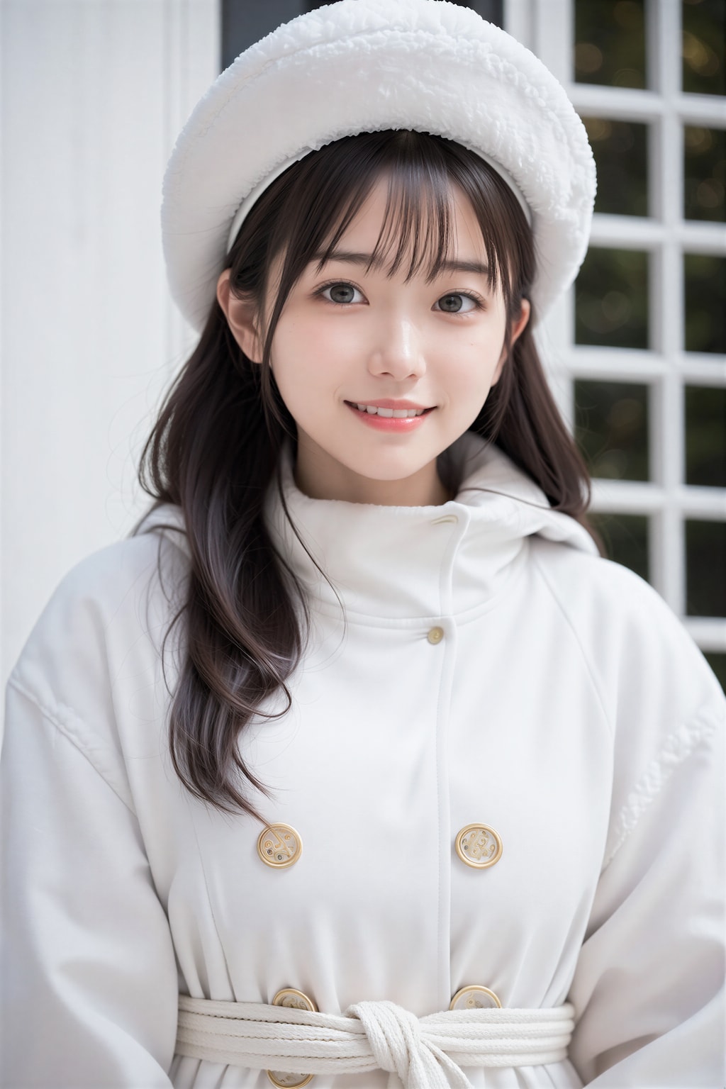 白コートと帽子