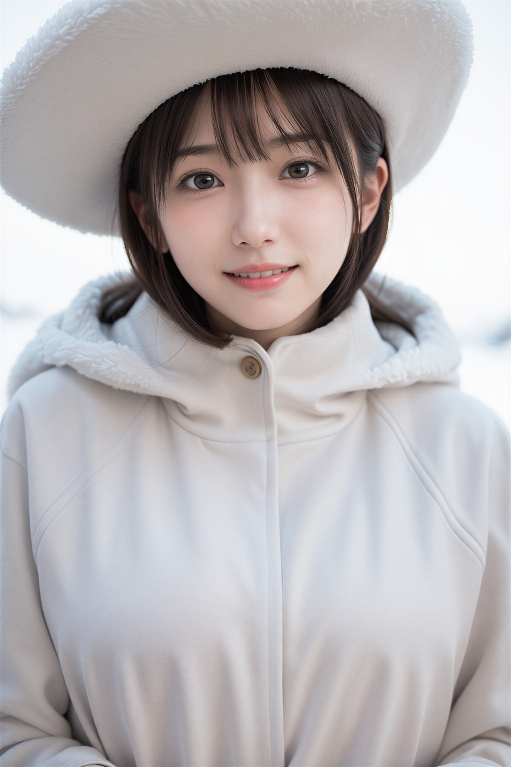 白コートと帽子