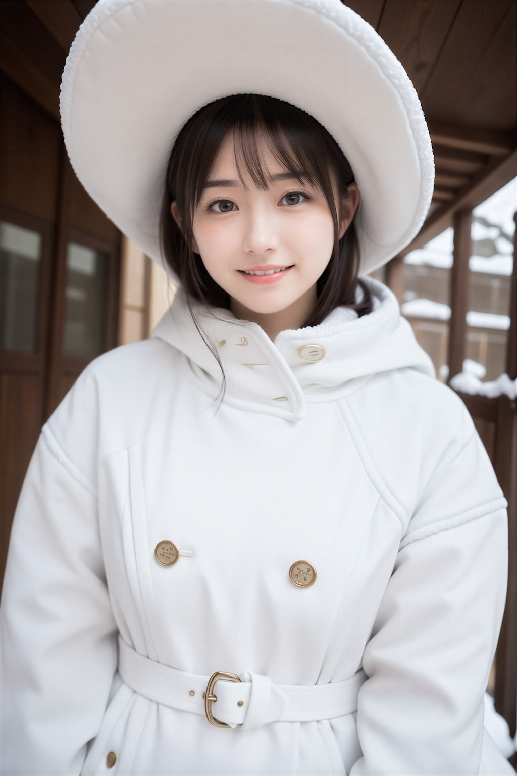 白コートと帽子
