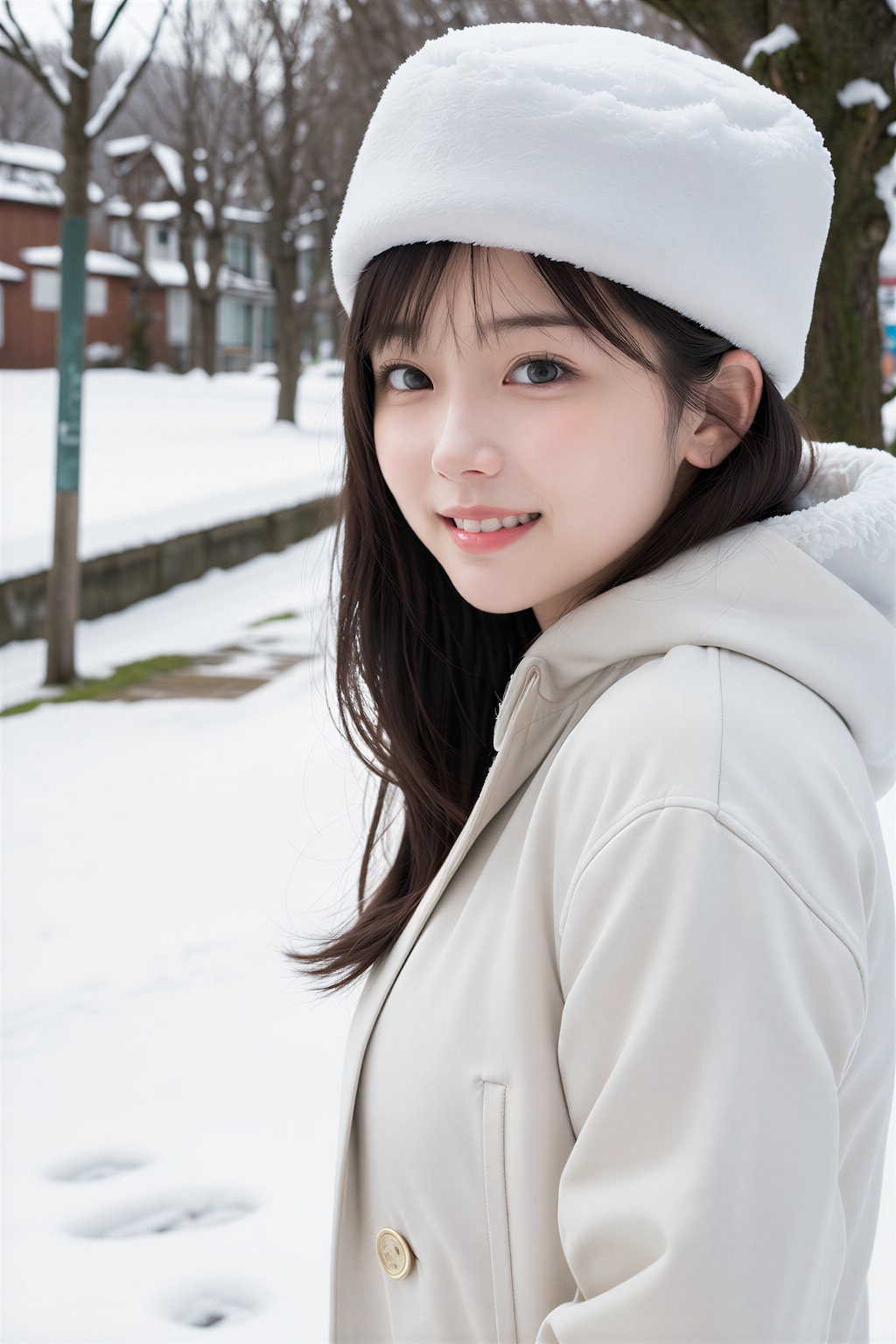 白コートと帽子