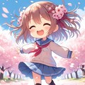 桜吹雪ではしゃぐ 6枚目