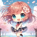 桜吹雪ではしゃぐ 3枚目