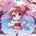 桜吹雪ではしゃぐ 5枚目