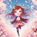 桜吹雪ではしゃぐ 4枚目