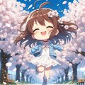 桜吹雪ではしゃぐ 2枚目