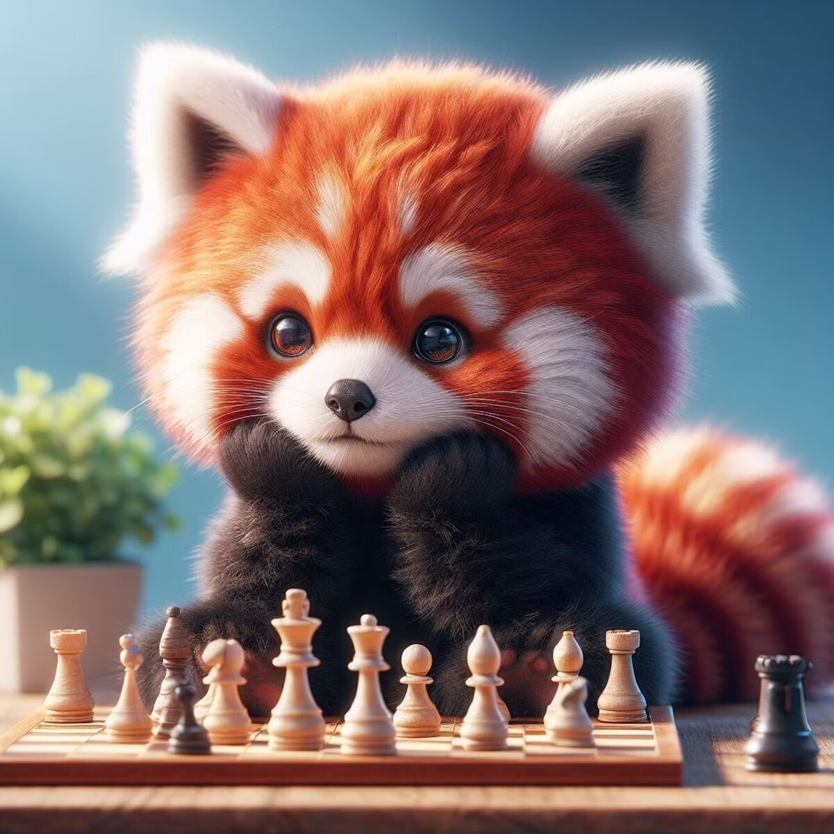 チェスをするレッサーパンダ | の人気AIイラスト・グラビア