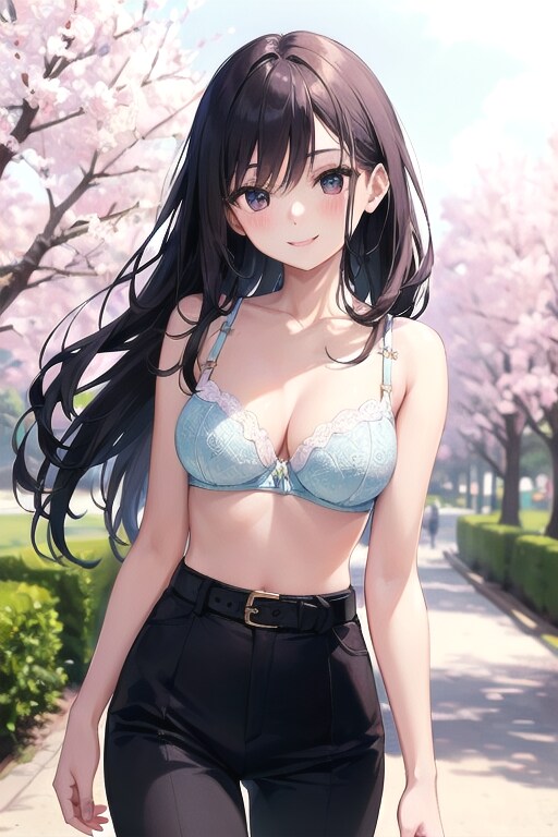 かっこかわいいブラ姿のOLの花見