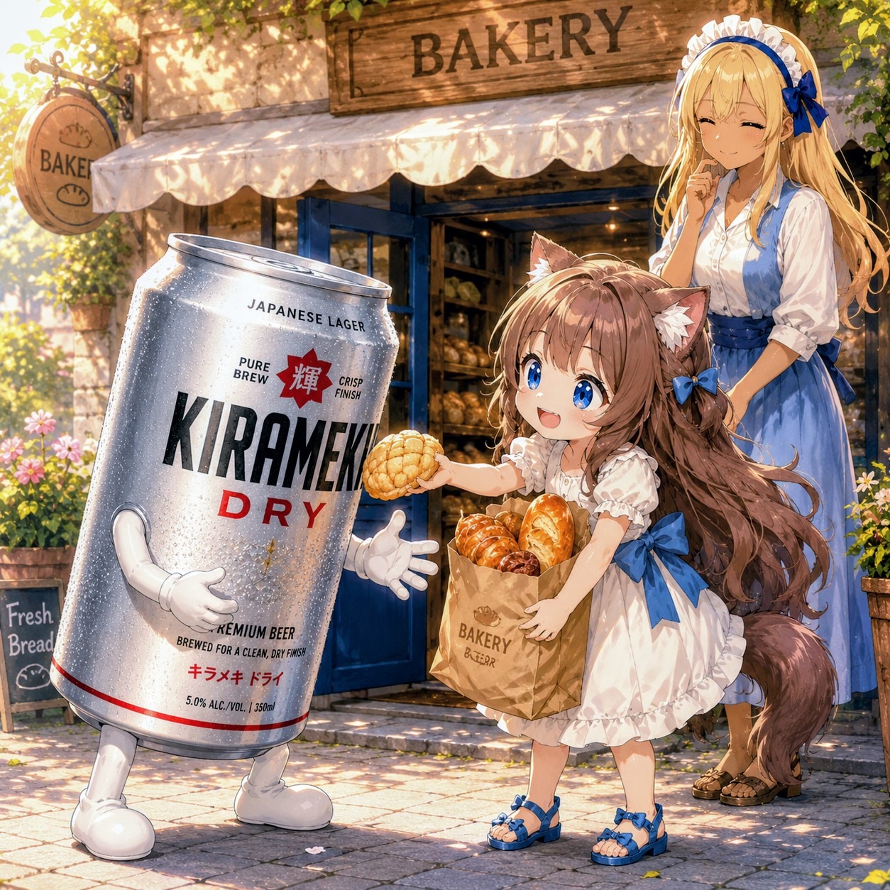 パンをもらった小さな女の子