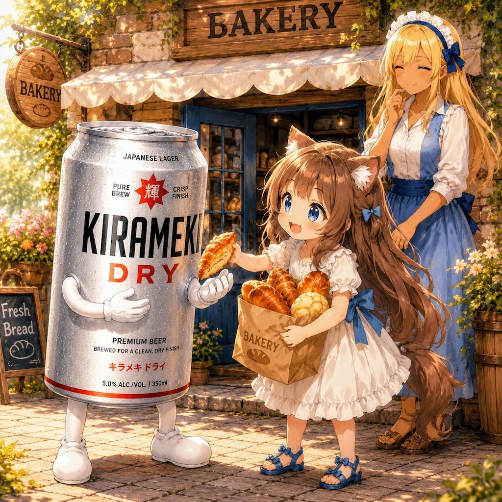 パンをもらった小さな女の子